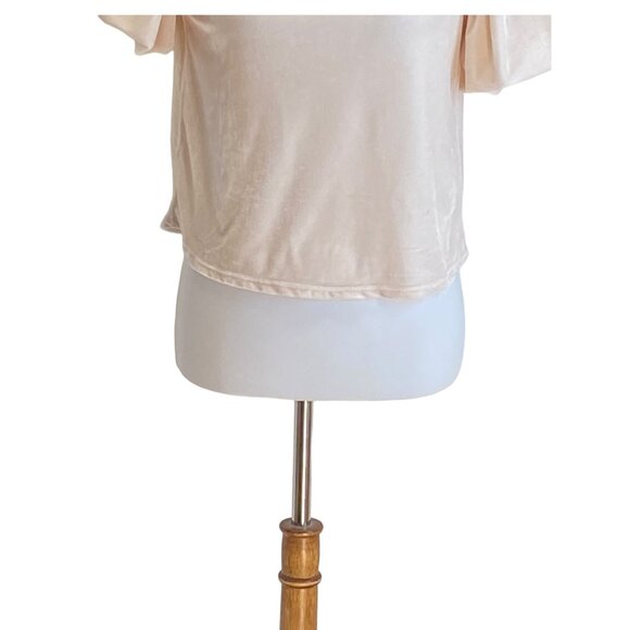 Free People Claudia Puff-Sleeve Blouse Pink Size XS Holiday Velvet Bohemian Cute - Picture 8 of 16